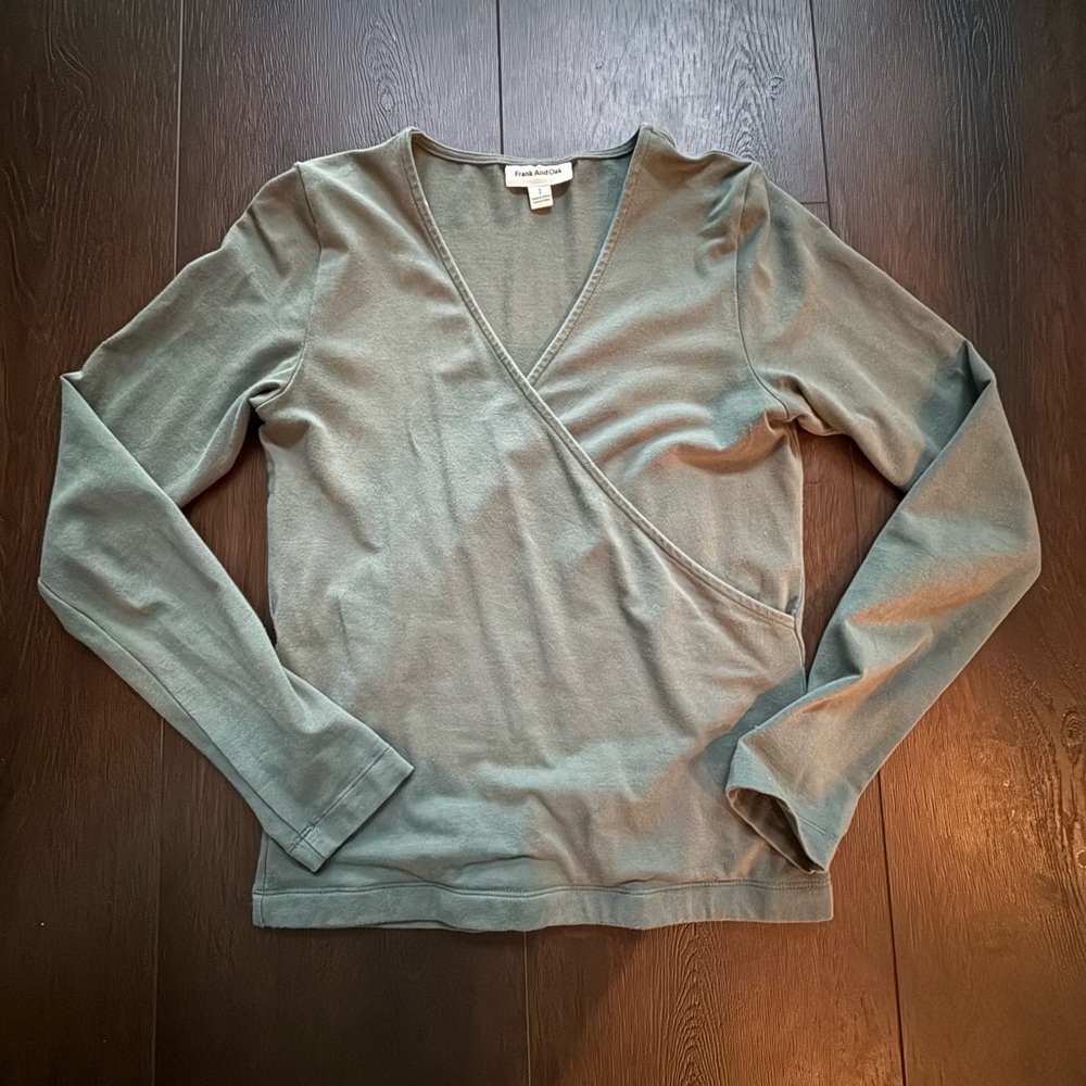 Frank and Oak faux wrap knit top